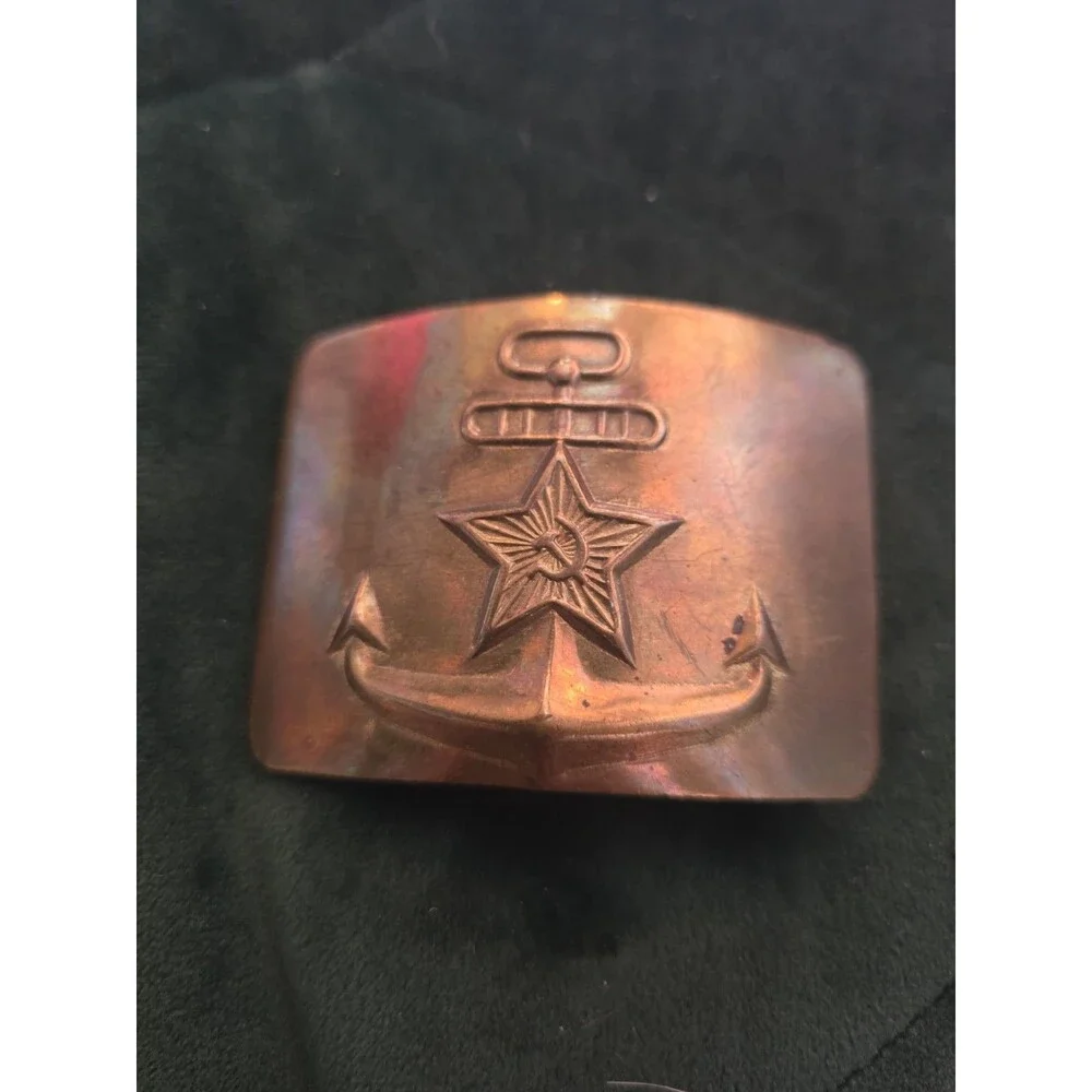 Vintage USSR Brass Belt Buckle Soviet Union Russian Soldiers Navy Army Military